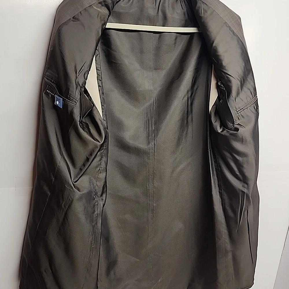 Oscar de la Renta Vintage Men's 100% Wool Suit in Grayish Taupe Sz 44L W38 WOW!